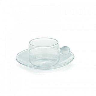 Zafferano Bilia glass Tea cup with small plate Zafferano White - Buy now on ShopDecor - Discover the best products by ZAFFERANO design