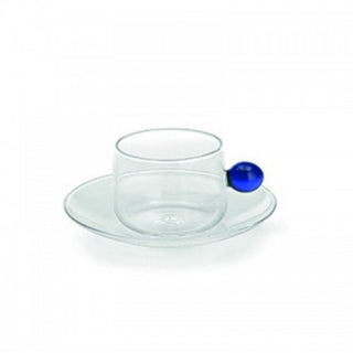 Zafferano Bilia glass Tea cup with small plate Zafferano Blue - Buy now on ShopDecor - Discover the best products by ZAFFERANO design