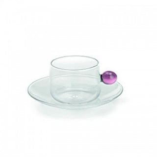 Zafferano Bilia glass Tea cup with small plate Zafferano Pink - Buy now on ShopDecor - Discover the best products by ZAFFERANO design