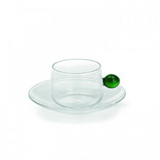 Zafferano Bilia glass Tea cup with small plate Zafferano Green - Buy now on ShopDecor - Discover the best products by ZAFFERANO design