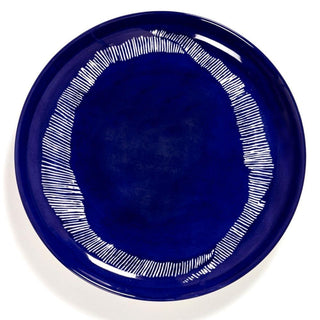 Serax Feast dinner plate diam. 22.5 cm. lapis lazuli swirl - stripes white - Buy now on ShopDecor - Discover the best products by SERAX design